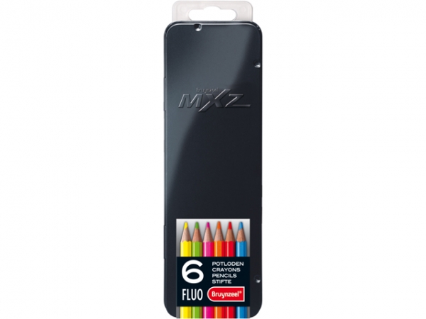 Bruynzeel MXZ Tin 6 Fluorescent Colured Pencils 6516M06